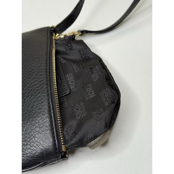 Michael Kors Fulton Wristlet Small Black Pebbled Leather Gold Logo Zip Top Purse - Picture 6 of 7